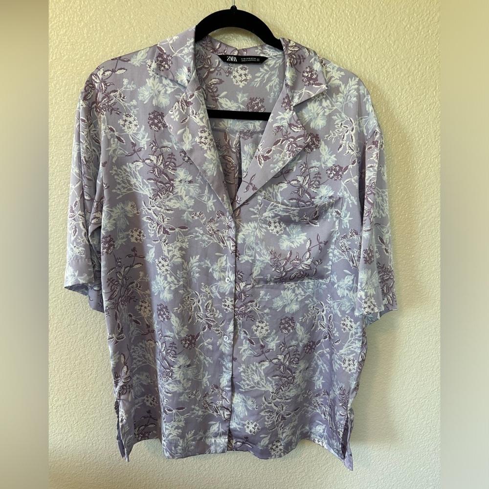 Silky lilac button up top